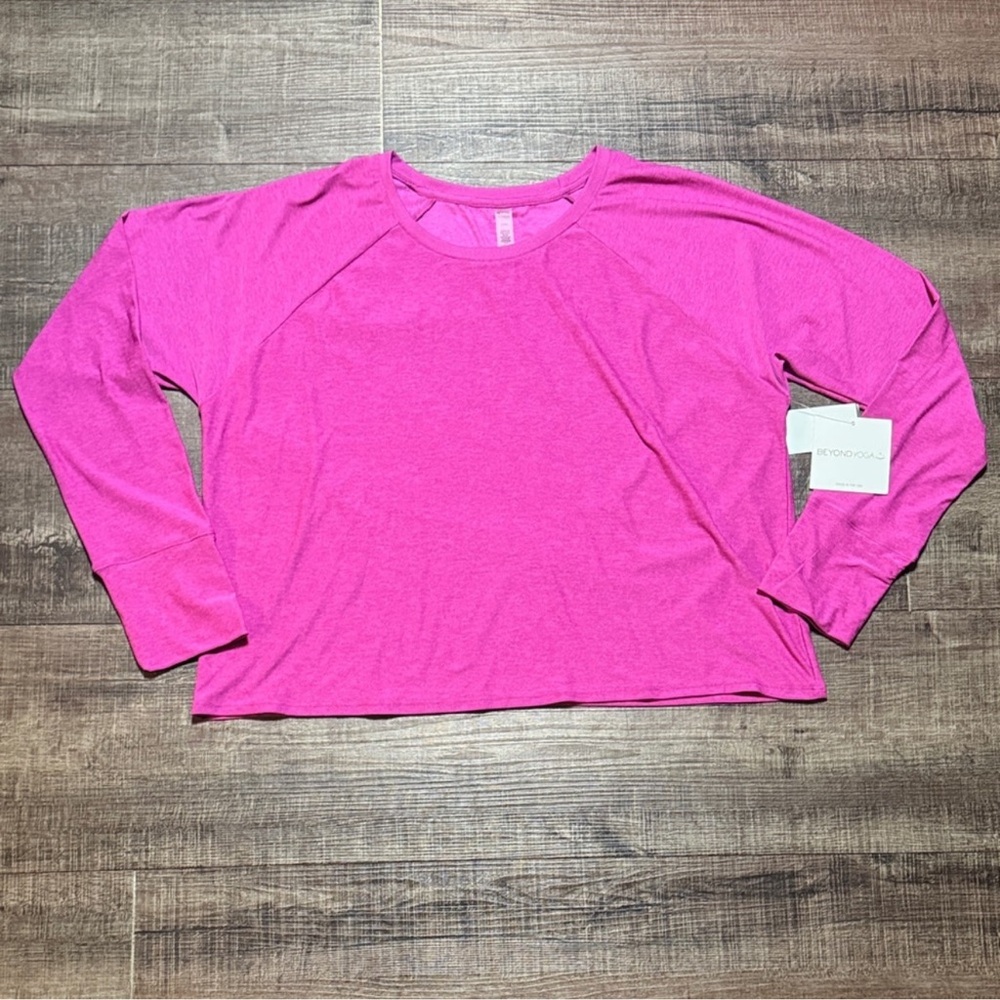 BEYOND YOGA Featherweight Daydreamer Spacedye Pink Long Sleeve Tee Top T-shirt - Picture 2 of 8